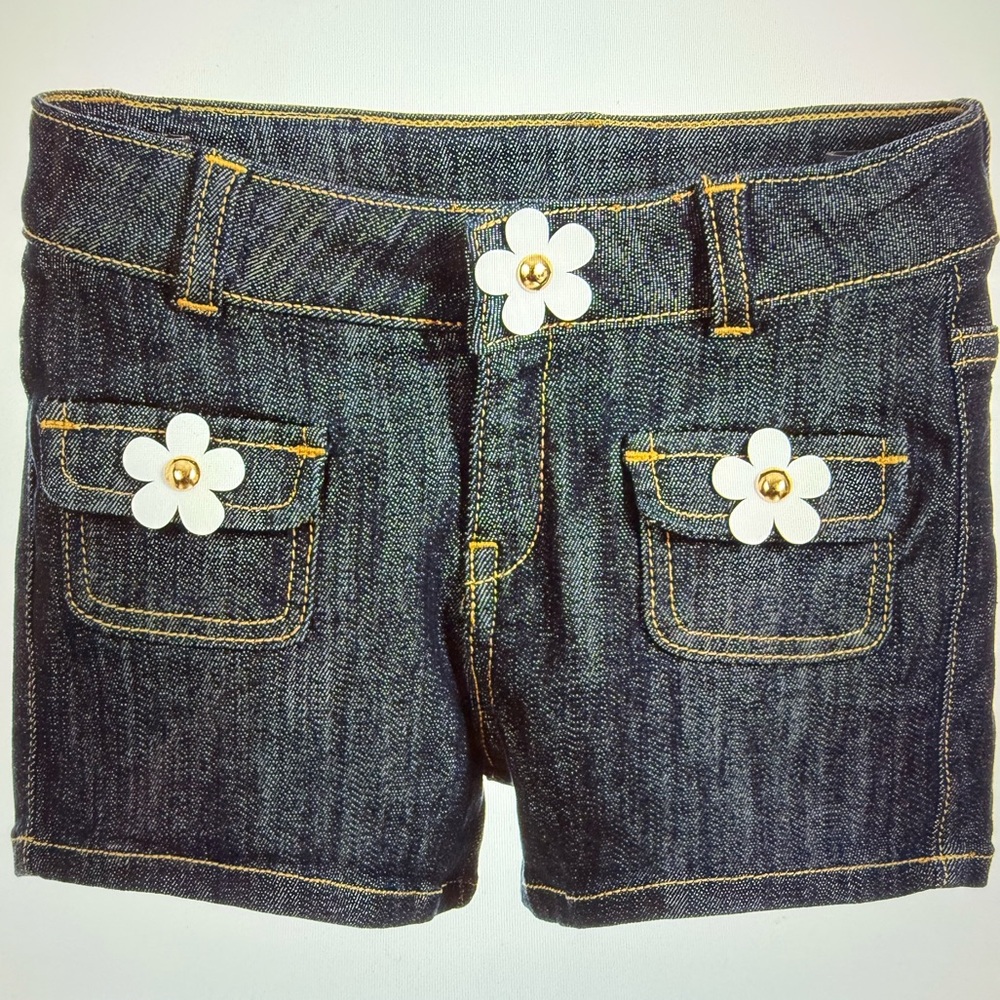Marc Jacobs Black and White Jean Shorts with Floral Accents